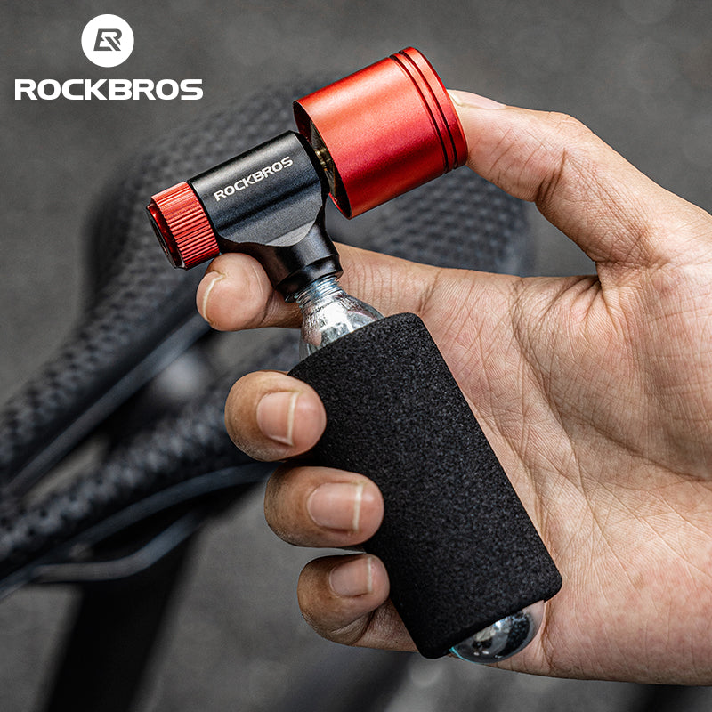 ROCKBROS Bicycle CO2 Pump Head With Guage Compact MTB Bike Tire Inflation Head