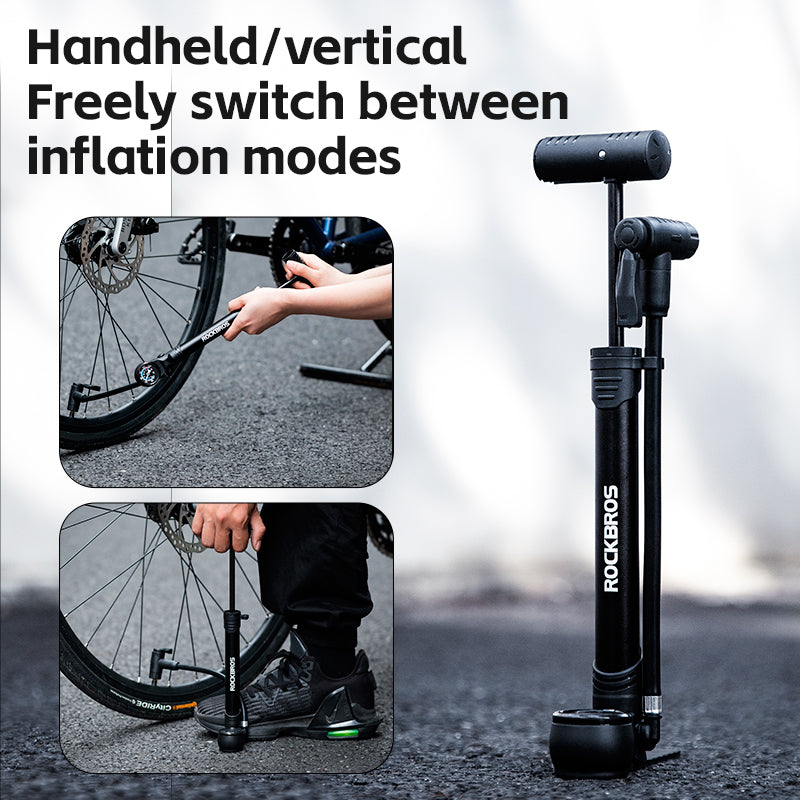 ROCKBROS Bicycle Bike Foot Pump With Gauge 120PSI Presta/Schrader Valve