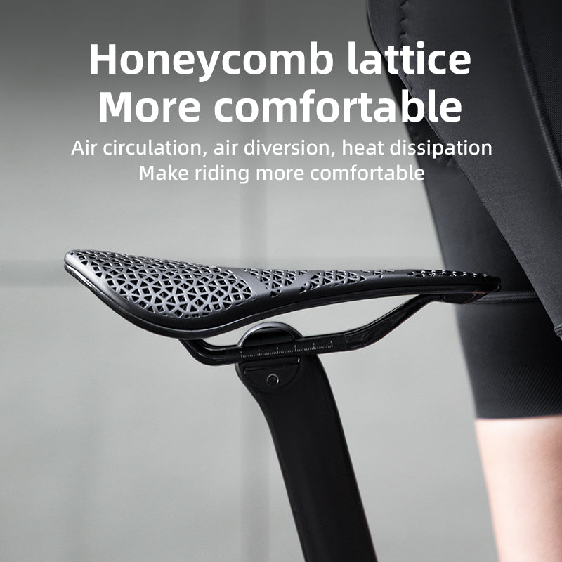 ROCKBROS 3D Printing Bicycle Saddle Lightweight Hollow Breathable Carbon Fiber Road Bike Saddle Comfortable Shockproof Cycling Saddle