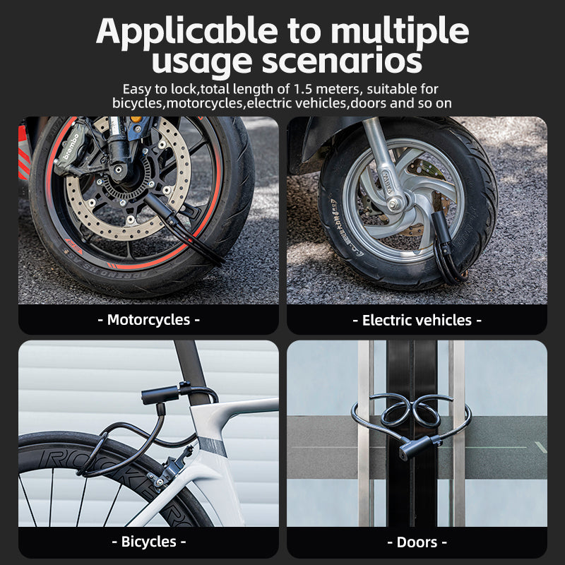 ROCKBROS Bicycle Stell Cable Lock Security Anti-theft Portable Key Lock for MTB Road Bike Motorcycle Lock