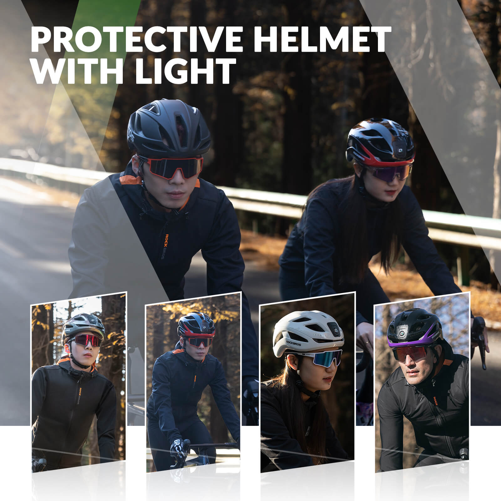 ROCKBROS Cycling Safety Helmet With Warning Lights USB-C Rechargeable