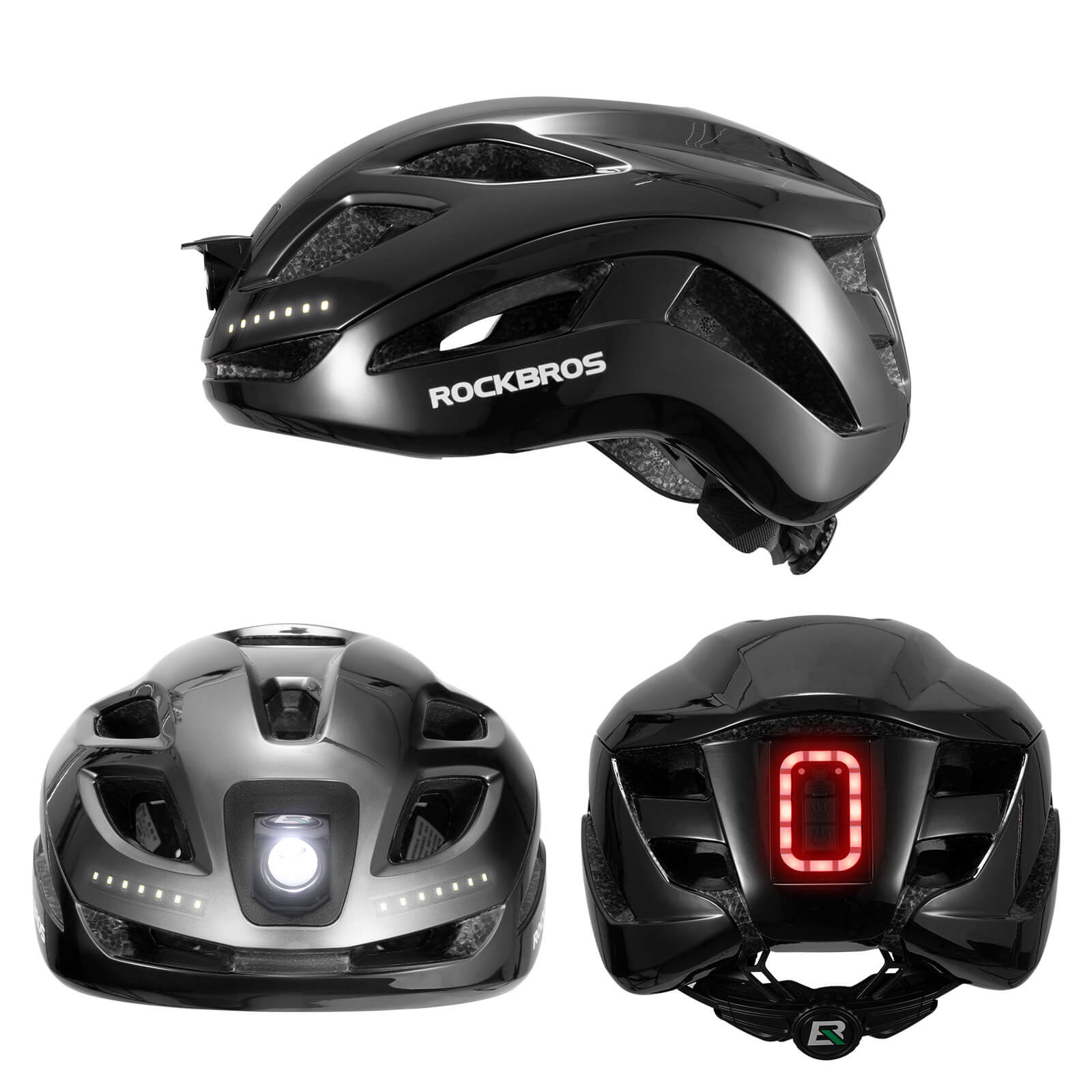 ROCKBROS Cycling Safety Helmet With Warning Lights USB-C Rechargeable