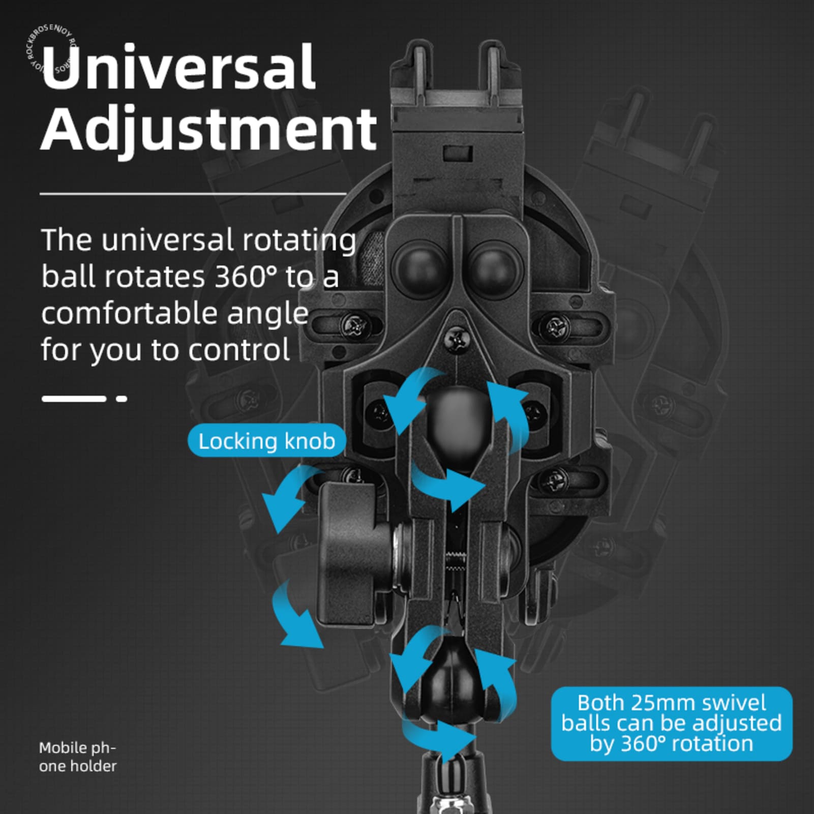 ROCKBROS 360° Adjustable Bike Phone Mount – Secure & Versatile Cycling Companion