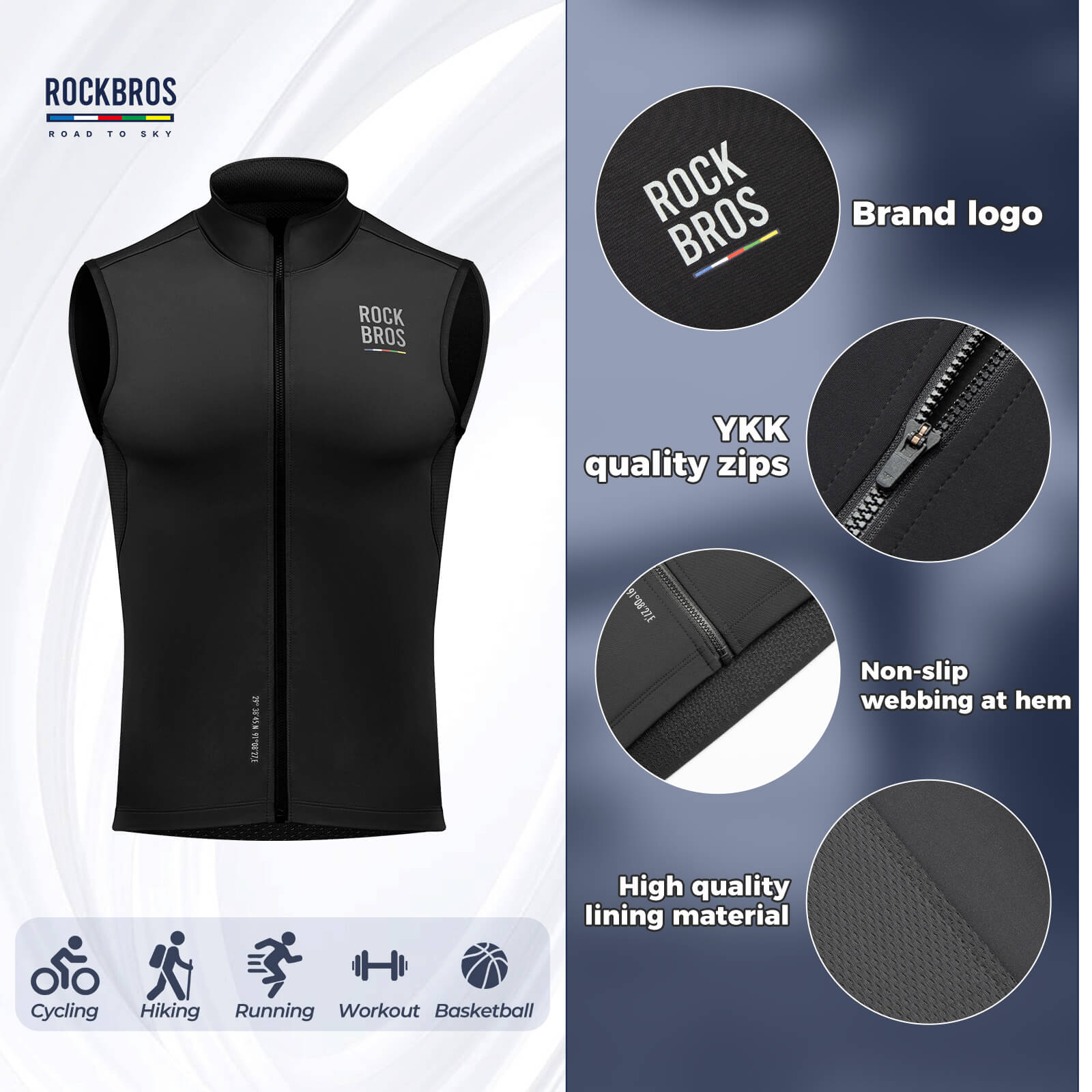 all-groups ROCKBROS Men’s Cycling Vest - Windproof for Spring & Autumn