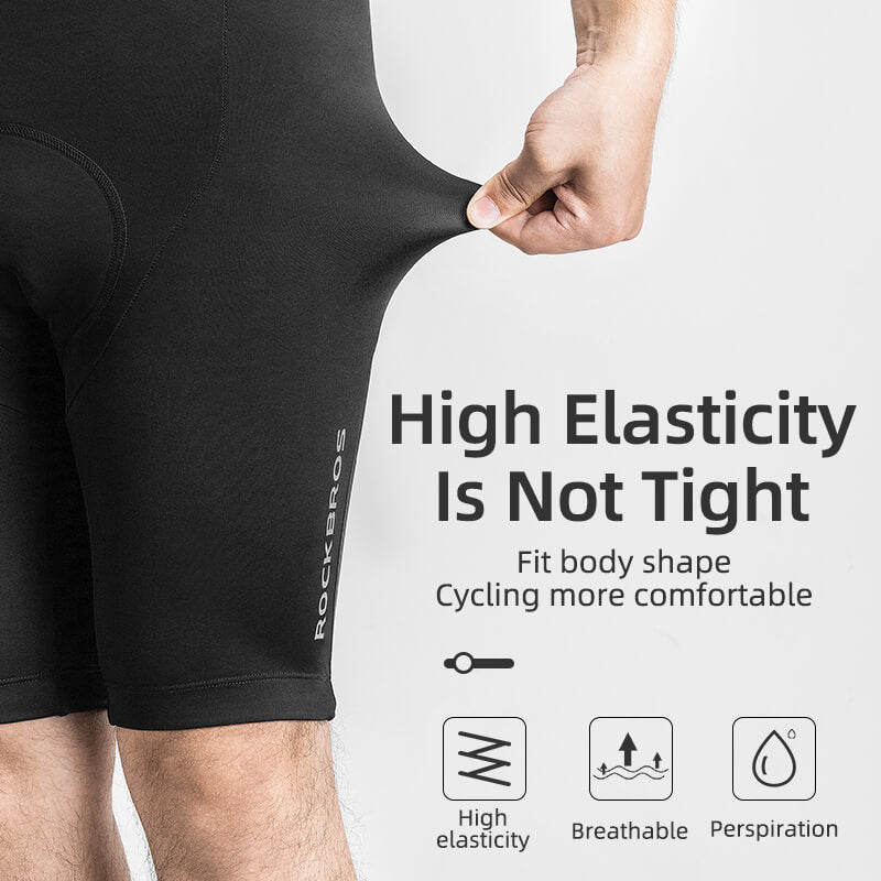ROCKBROS Men's Cycling Bib Shorts featuring 3D padding for enhanced comfort and support during cycling activities.