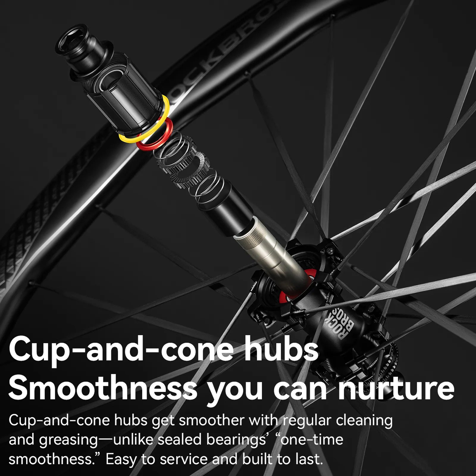 ROCKBROS 700C Full Carbon Wave Road Wheelset with 36T Ratchet Hub and Thru Axle