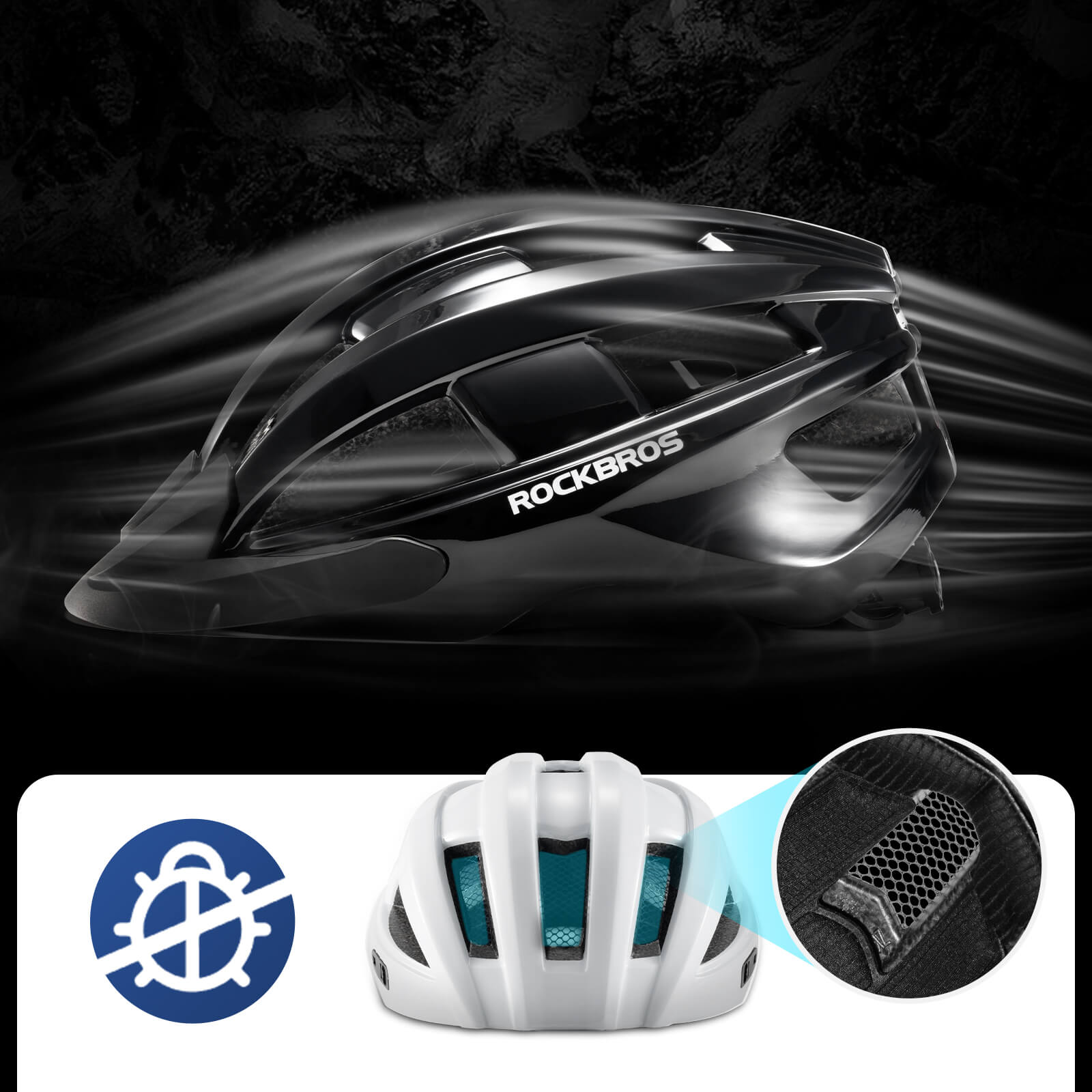 all-groups ROCKBROS Bike Helmet with Photochromic Goggles and Rechargeable Tail Light