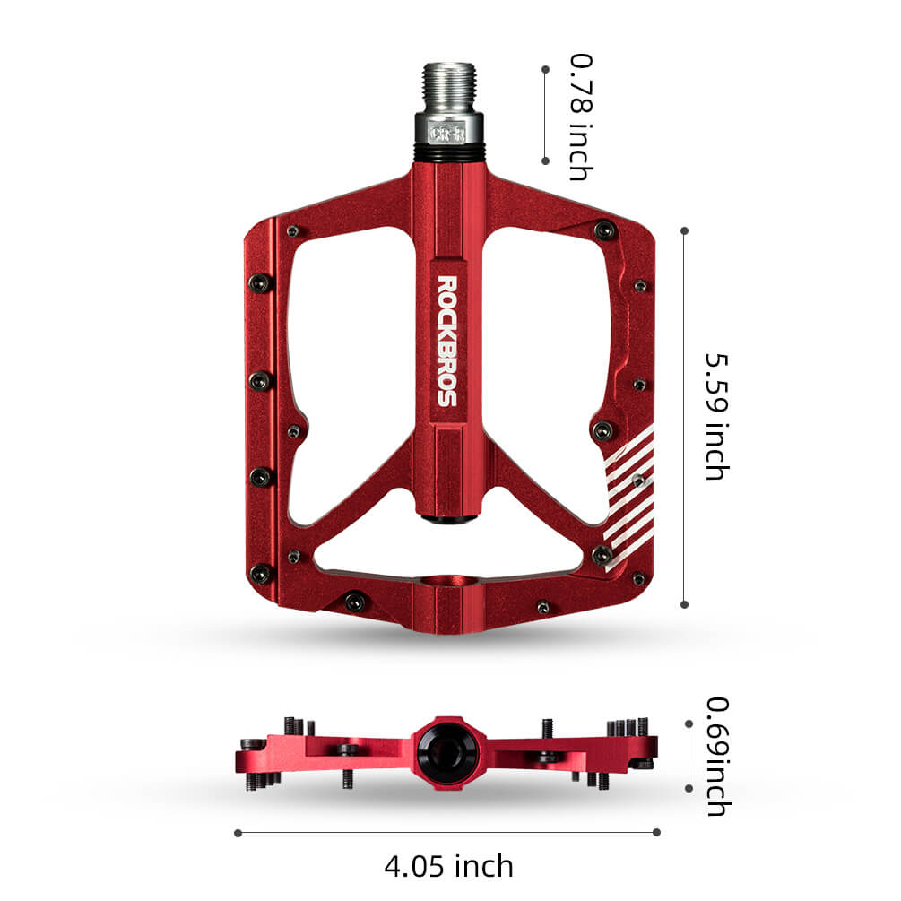 rockbros mountain bike aluminum alloy pedals with bearing, non-slip design
#color_red
