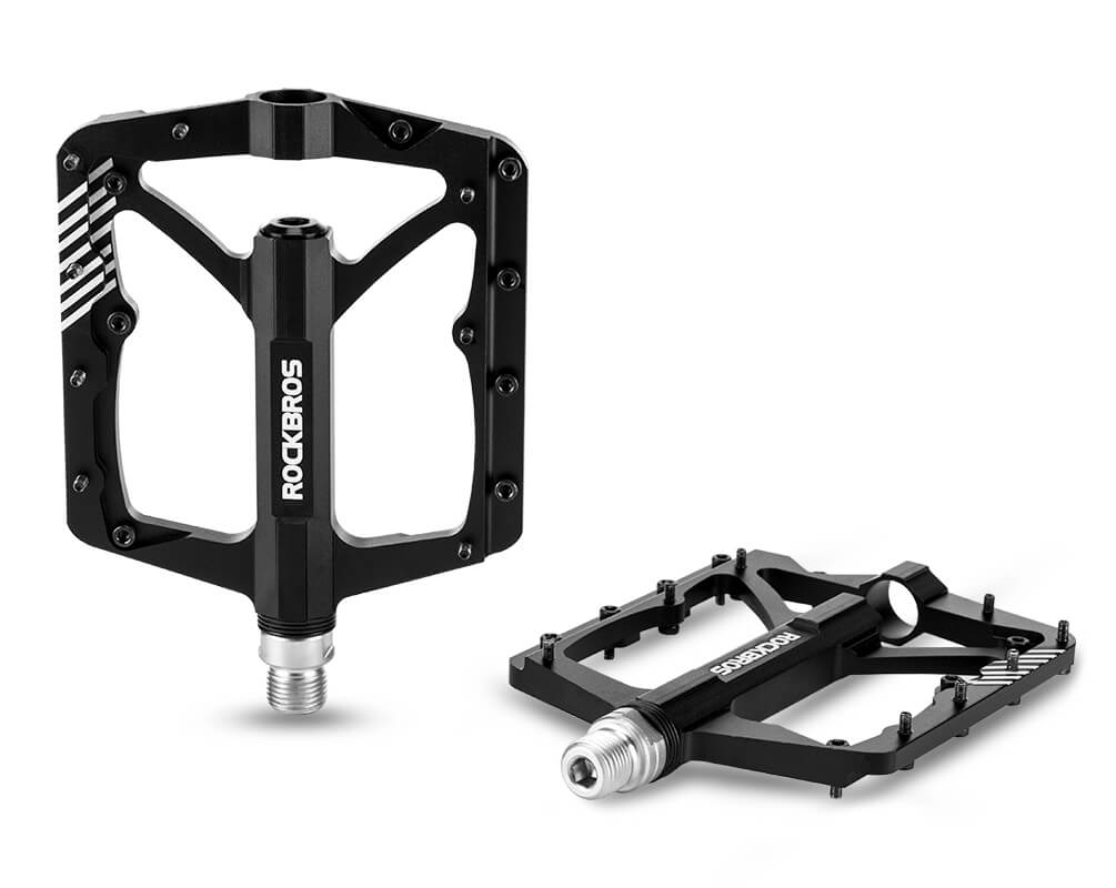 rockbros mountain bike aluminum alloy pedals with bearing, non-slip design
#color_black