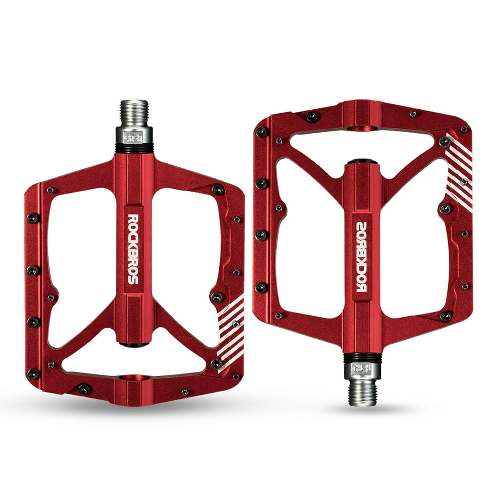 rockbros mountain bike aluminum alloy pedals with bearing, non-slip design
#color_red