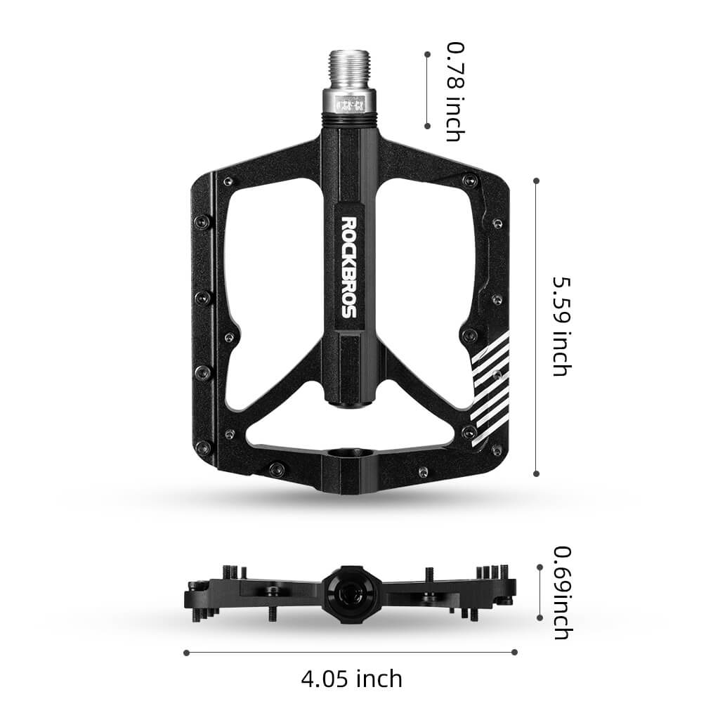 rockbros mountain bike aluminum alloy pedals with bearing, non-slip design
#color_black