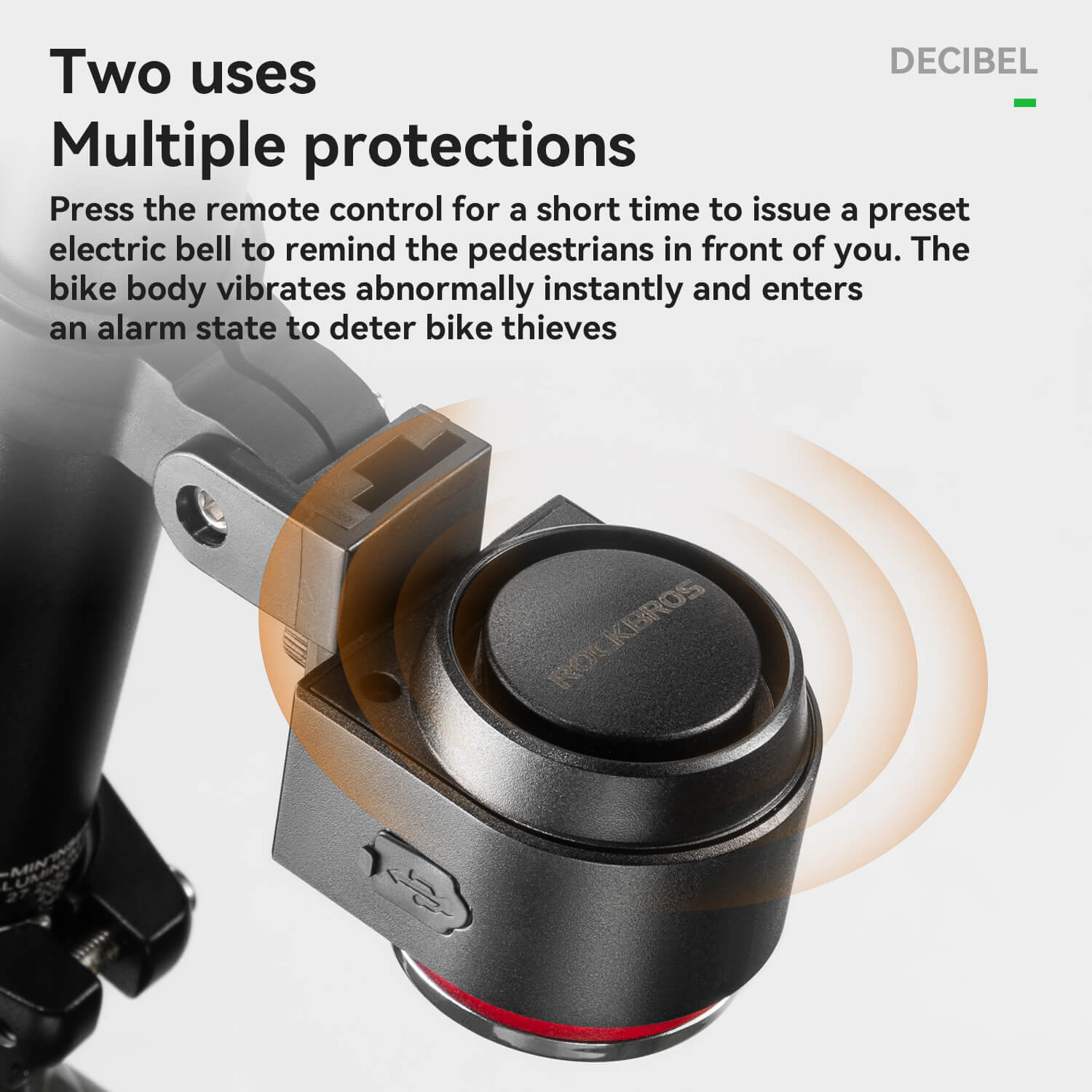 ROCKBROS Wireless Remote Bicycle Tail Light with Alarm and Horn – Anti-Theft Safety Bell