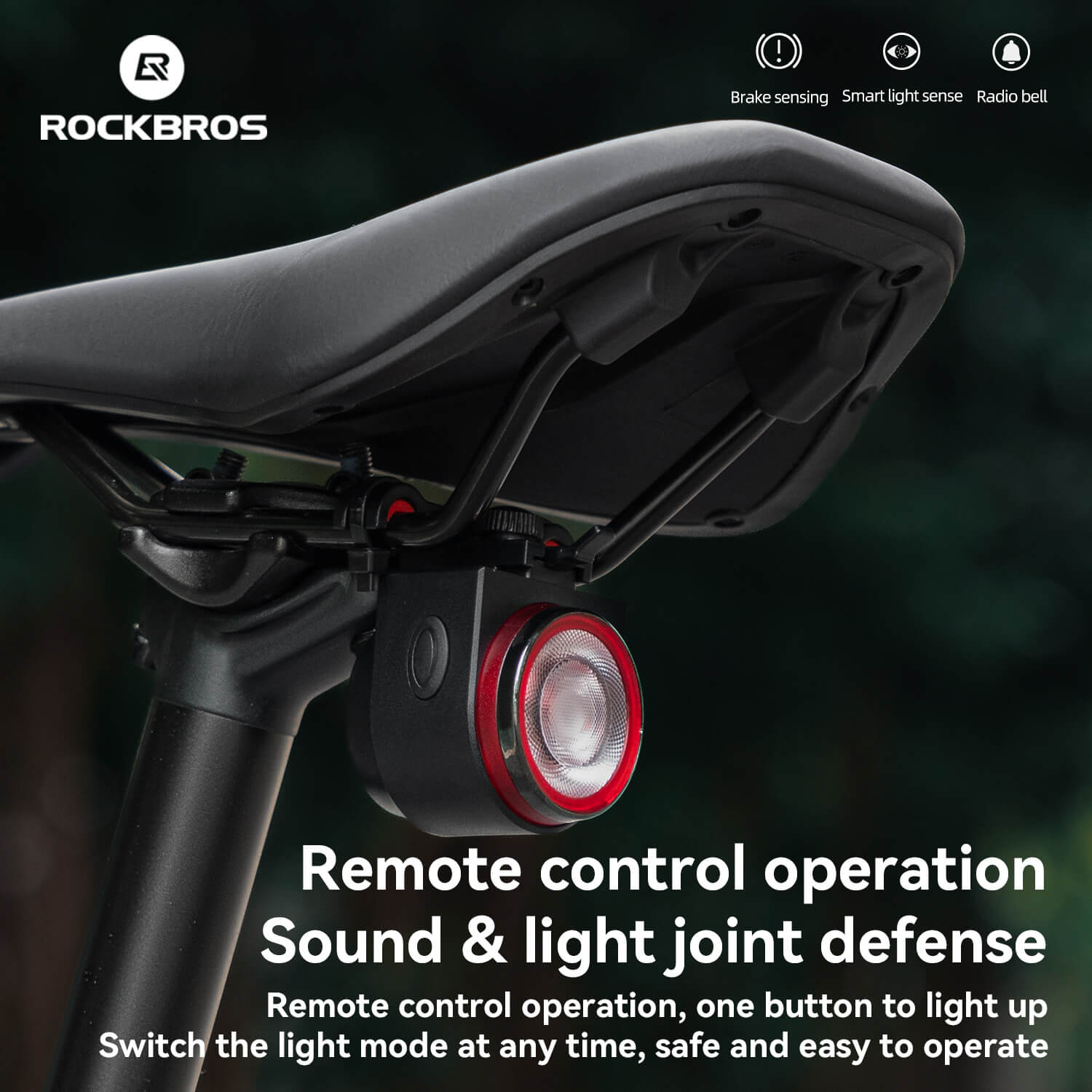 ROCKBROS Wireless Remote Bicycle Tail Light with Alarm and Horn – Anti-Theft Safety Bell