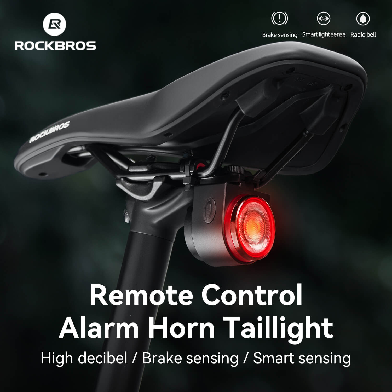 ROCKBROS Wireless Remote Bicycle Tail Light with Alarm and Horn – Anti-Theft Safety Bell