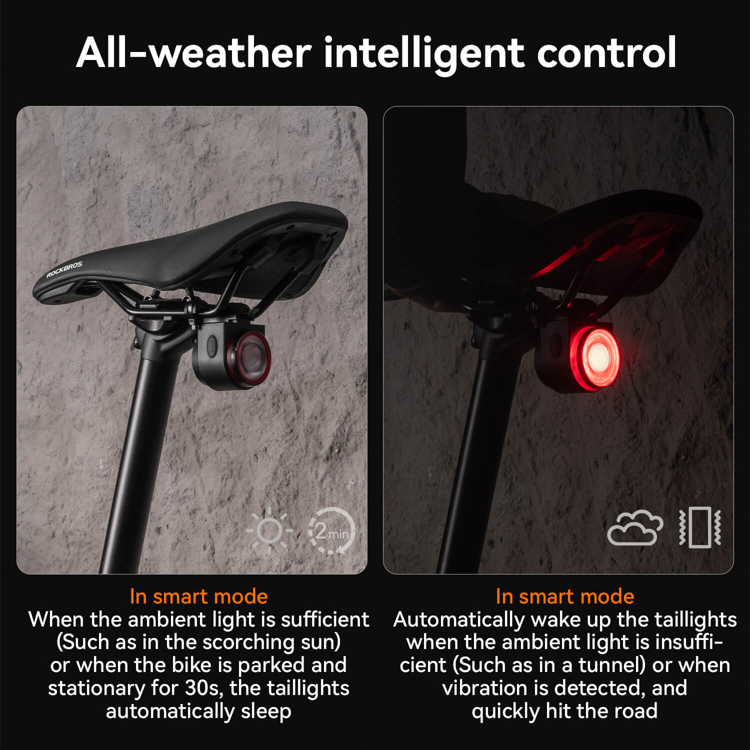 ROCKBROS Wireless Remote Bicycle Tail Light with Alarm and Horn – Anti-Theft Safety Bell