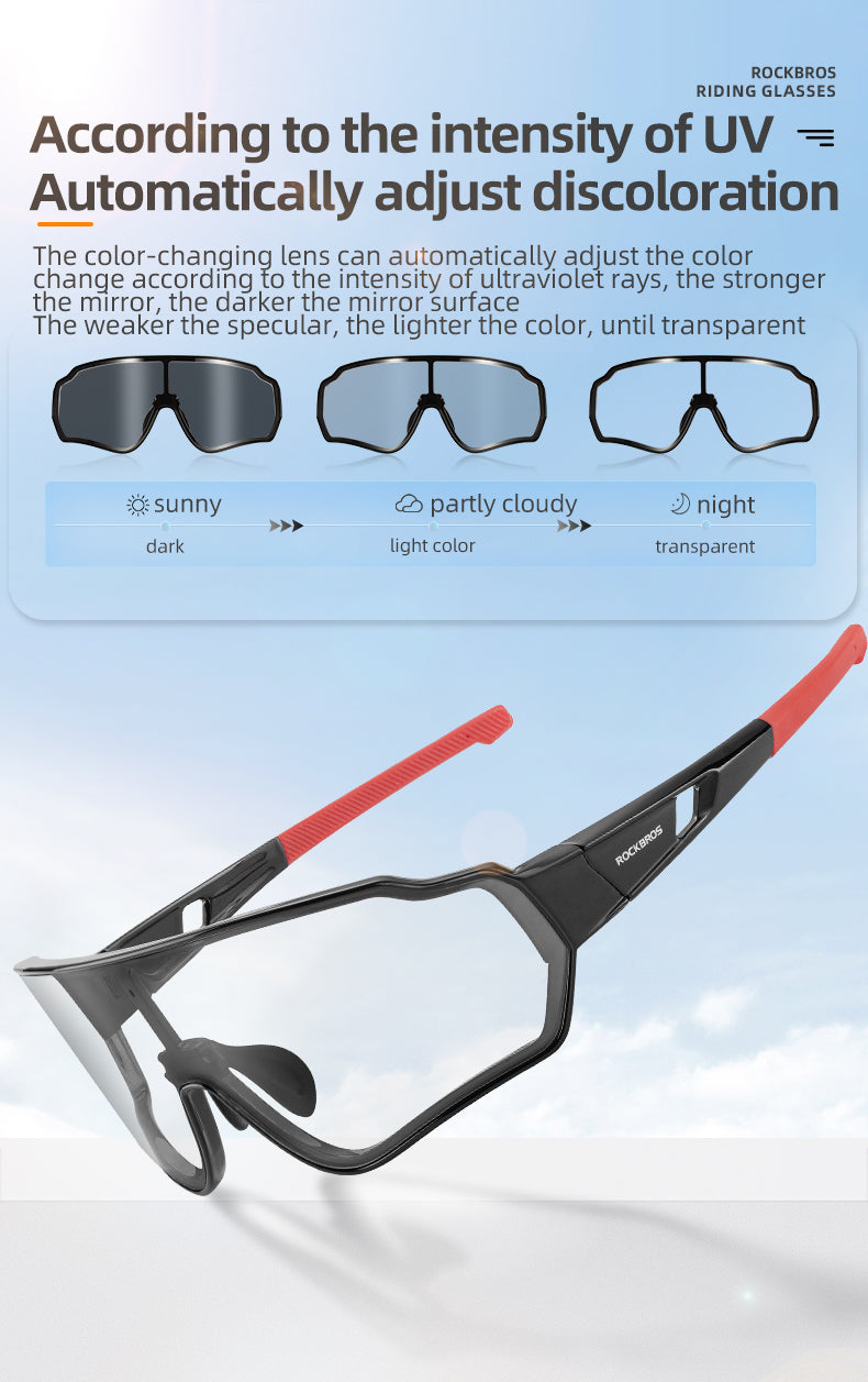 all-groups ROCKBROS Full Frame Photochromic Cycling Sunglasses with UV400 Protection