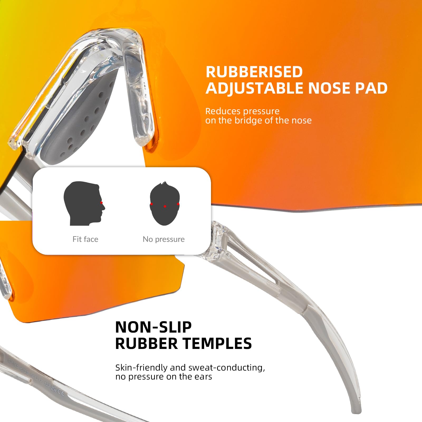 ROCKBROS Polarized Youth Kids UV400 Cycling Sports Sunglasses_Color Grey Red