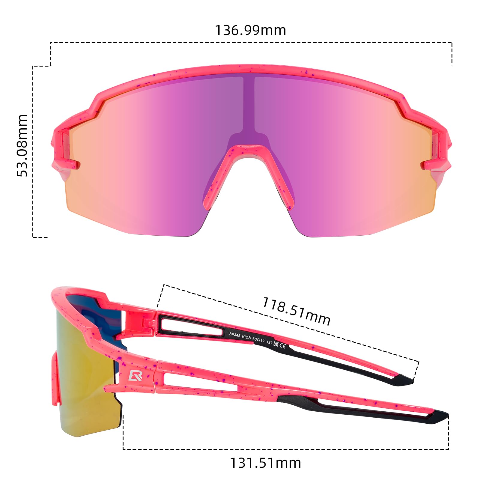 ROCKBROS Polarized Youth Kids UV400 Cycling Sports Sunglasses_Color Pink