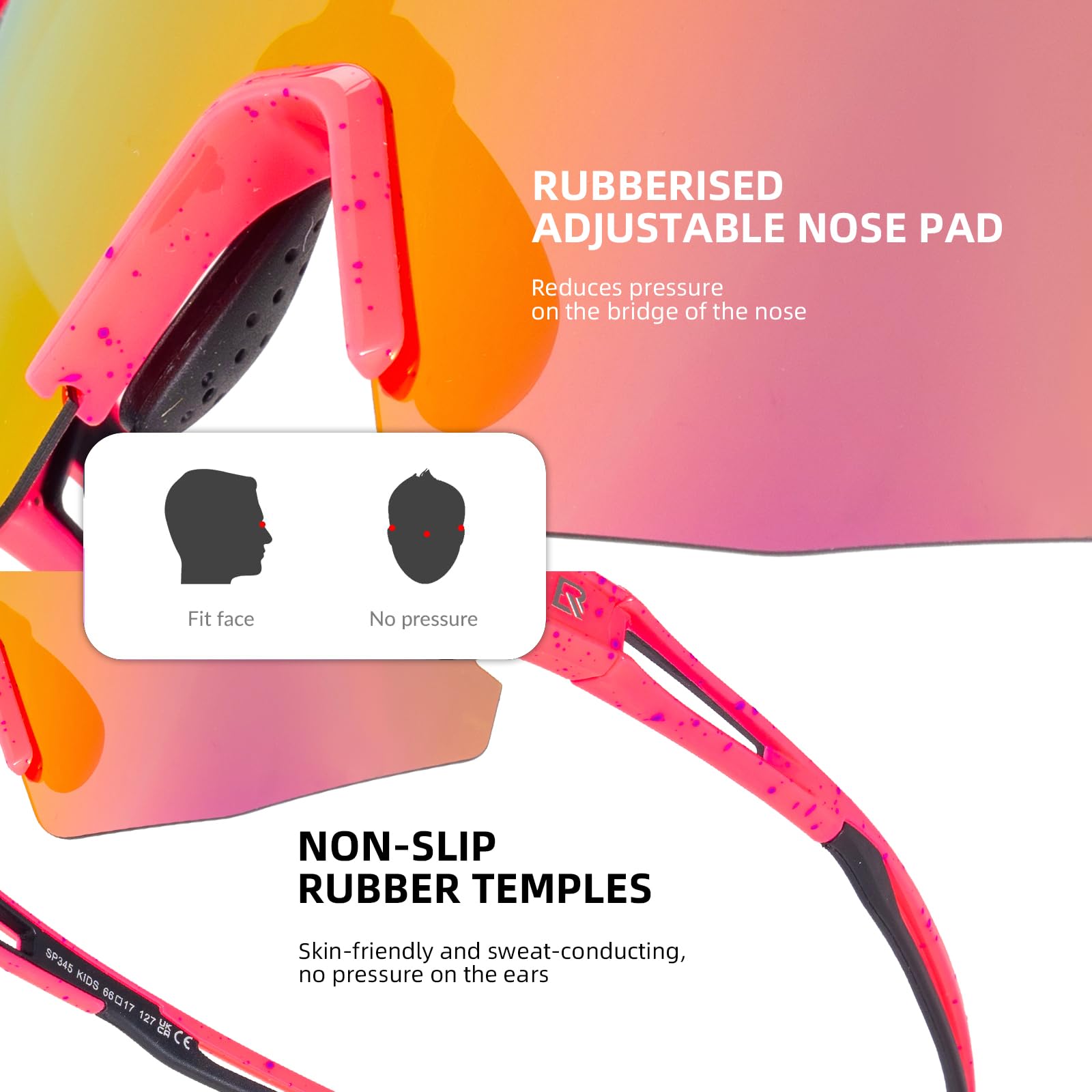 ROCKBROS Polarized Youth Kids UV400 Cycling Sports Sunglasses_Color Pink