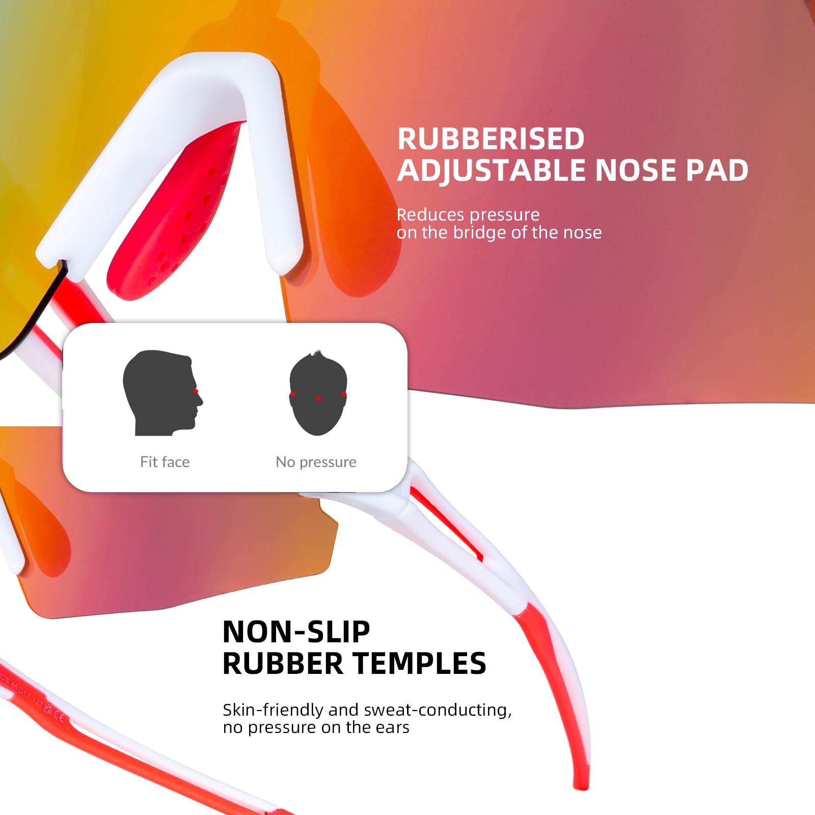 ROCKBROS Polarized Youth Kids UV400 Cycling Sports Sunglasses_Color White Pink