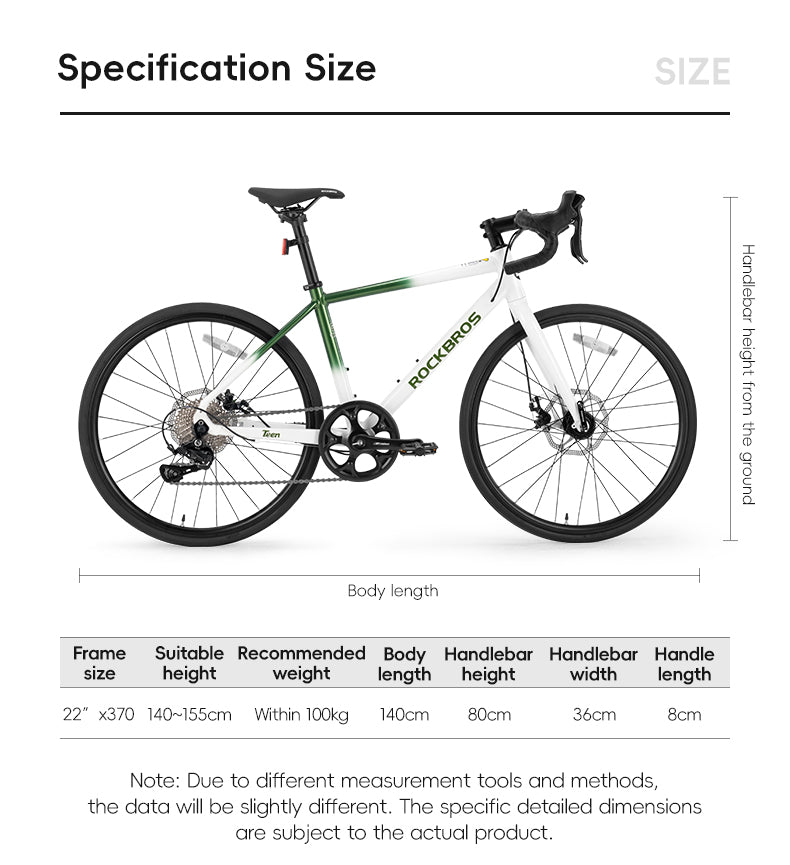 all-groups ROCKBROS TEEN-W22H Road Bike For Kids Teens Shimano 10 Speed Curved Handlebar Aluminum Alloy