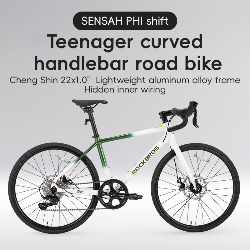 all-groups ROCKBROS TEEN-W22H Road Bike For Kids Teens Shimano 10 Speed Curved Handlebar Aluminum Alloy