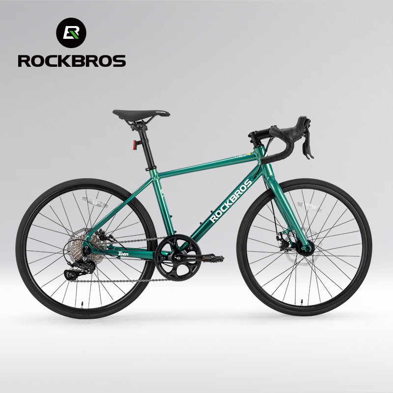 ROCKBROS TEEN-W22H Road Bike For Kids Teens Shimano 10 Speed Curved Handlebar Aluminum Alloy_Color_Spruce Green Gradient