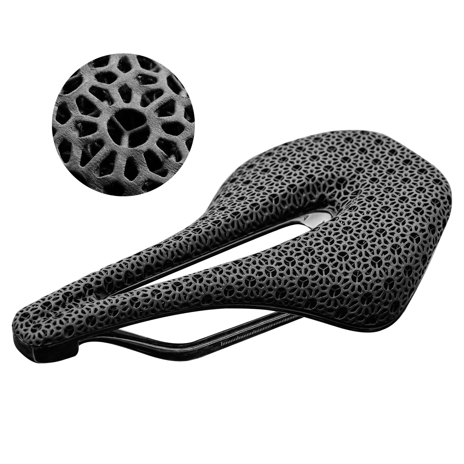 ROCKBROS Ultralight Carbon Fiber Road Racing Saddle - 3D Printed Hollow & Shockproof Design_Style Snowflake Pattern