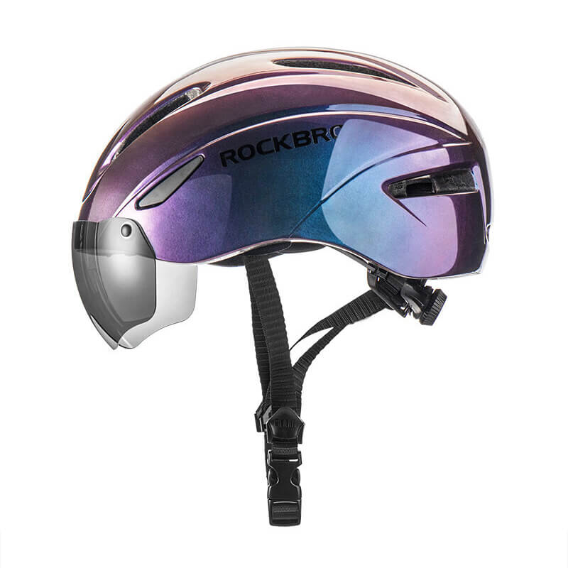 ROCKBROS Ultralight Magnetic Goggles Rear Light Cycling Helmet Color Purple