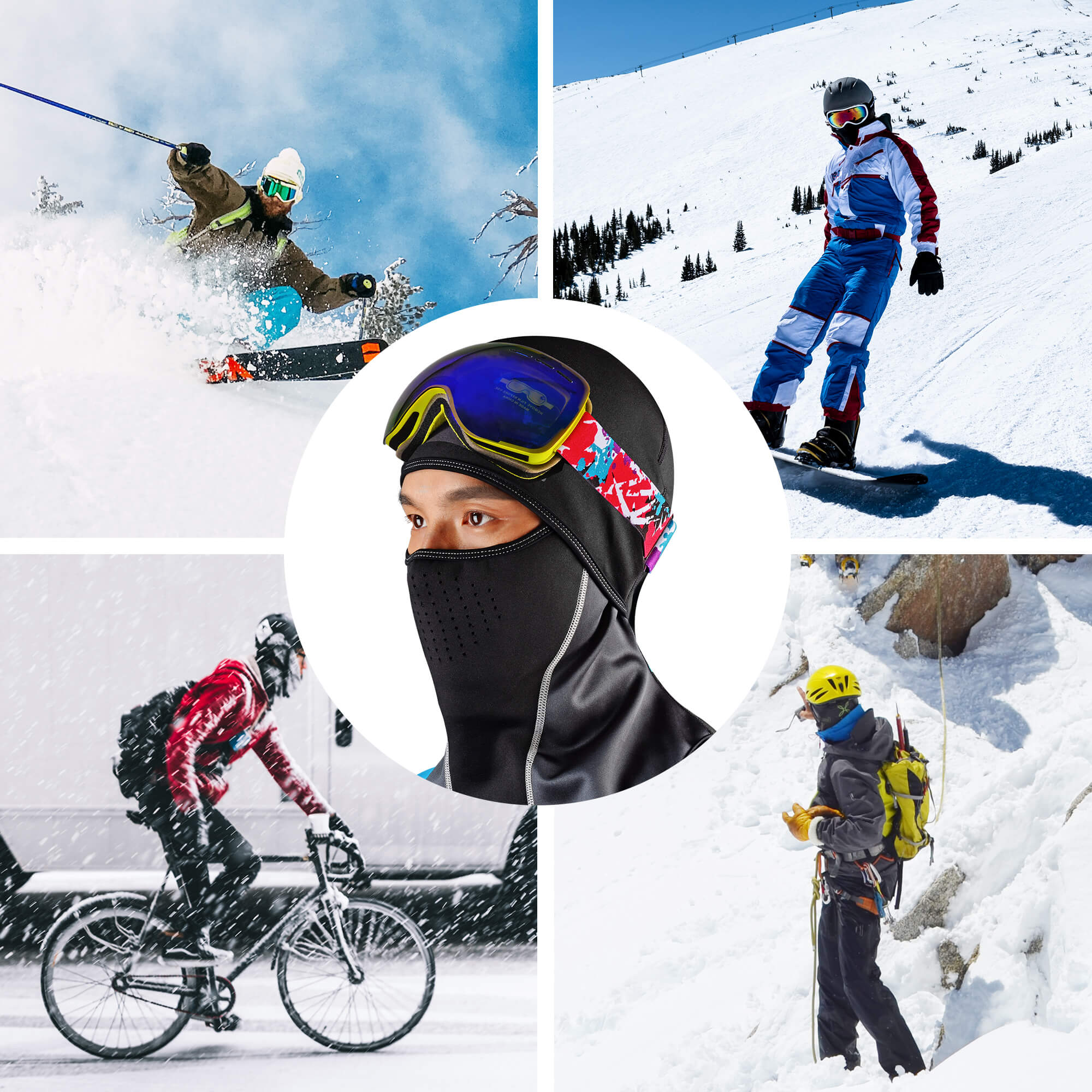 all-groups ROCKBROS Winter Ski Mask with Filter Pocket, Full Face Balaclava for Men Women