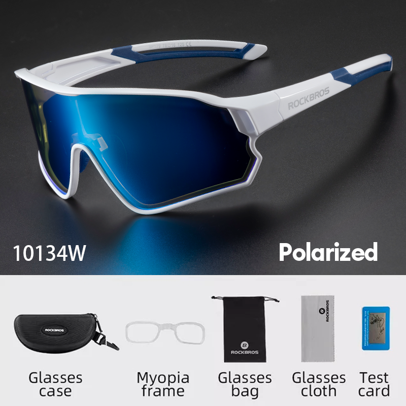 Rockbros Polarised Full Lens Sunglasses Cycling Bicycle Glasses#Color_White