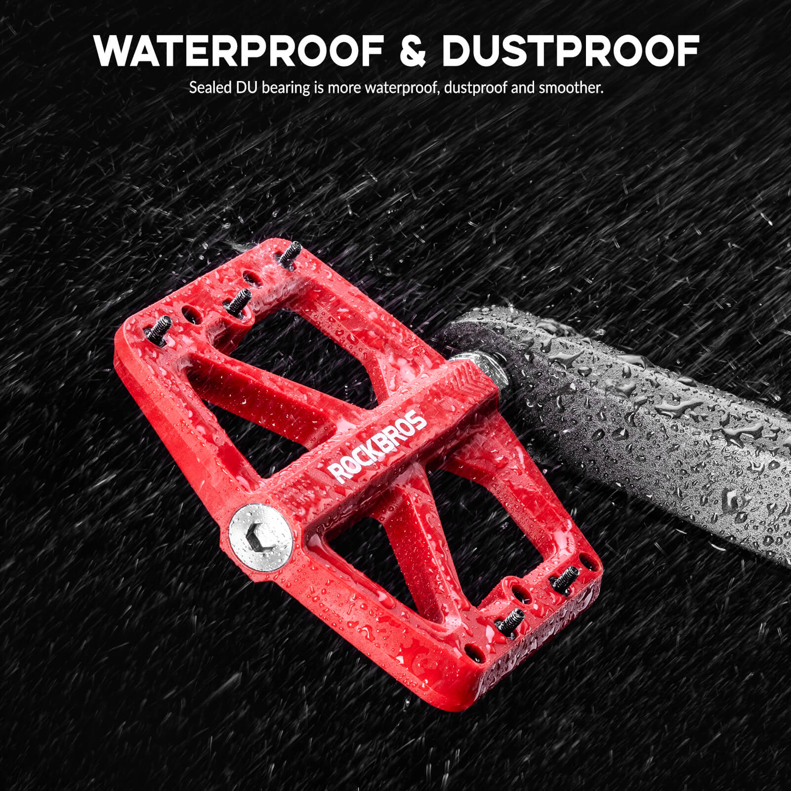 Wide platform composite pedals for comfortable long rides.
#color_red