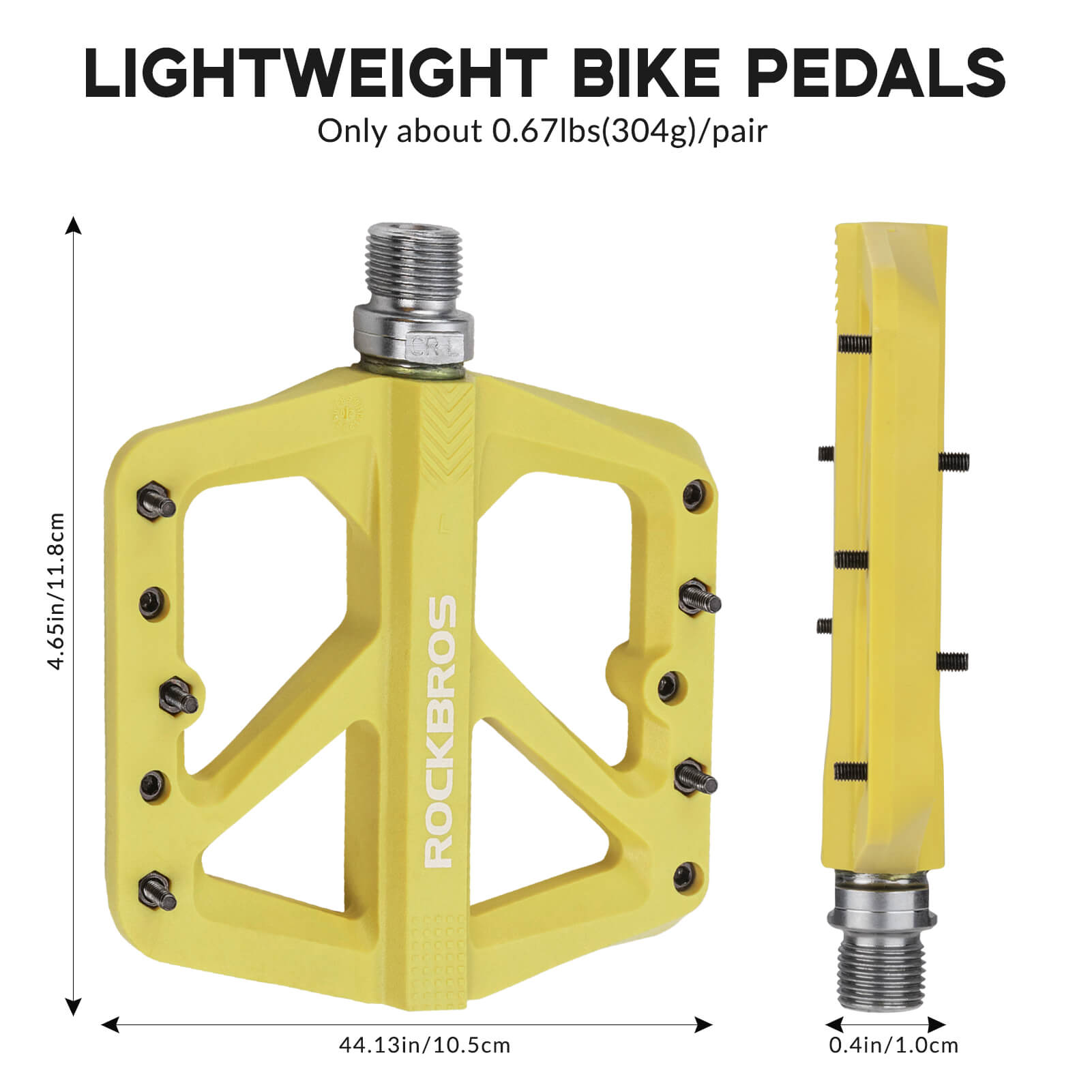 Wide platform composite pedals for comfortable long rides.
#color_yellow
