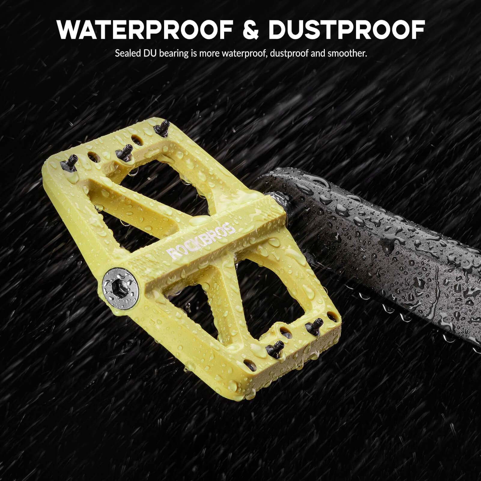 Wide platform composite pedals for comfortable long rides.
#color_yellow