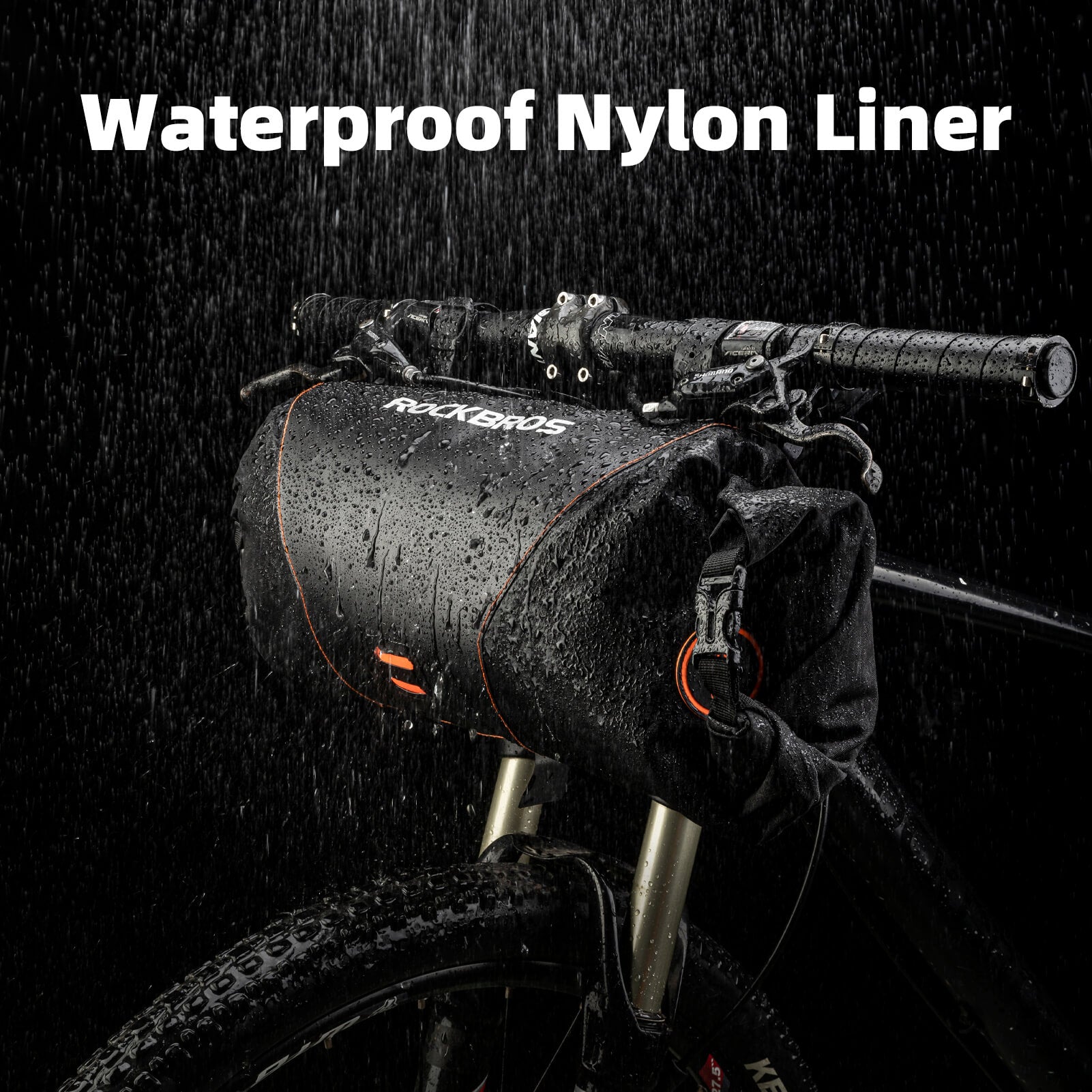 AquaGuard waterproof handlebar bag 2L showing dual side openings
