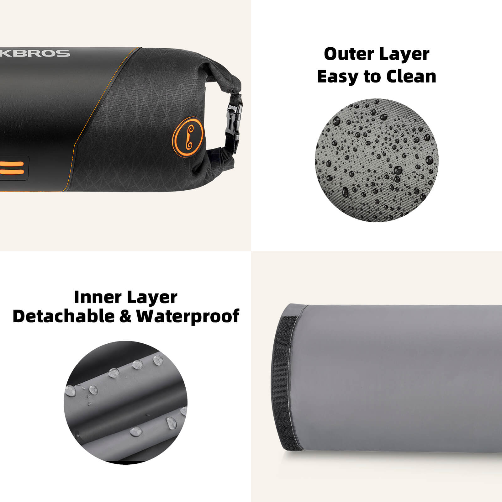 AquaGuard waterproof handlebar bag 2L showing dual side openings