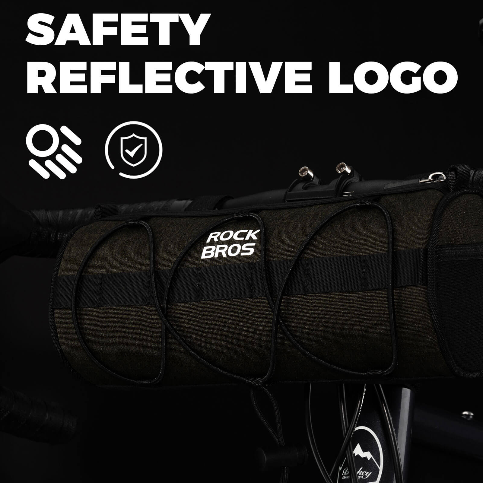 ROCKBROS cycling handlebar roll bag with safety reflective logo and 2L capacity