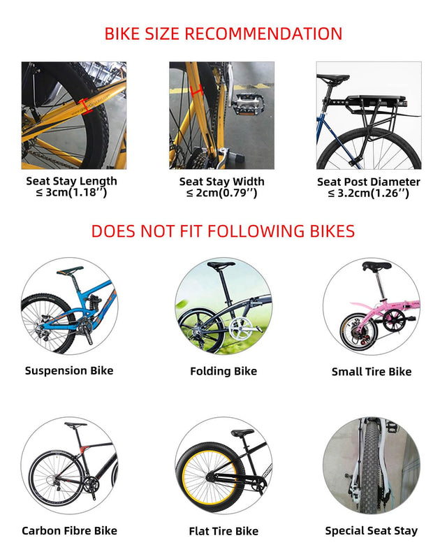 Rear Bike Cargo Rack with Fender Adjustable Fits 26"-29" Bikes