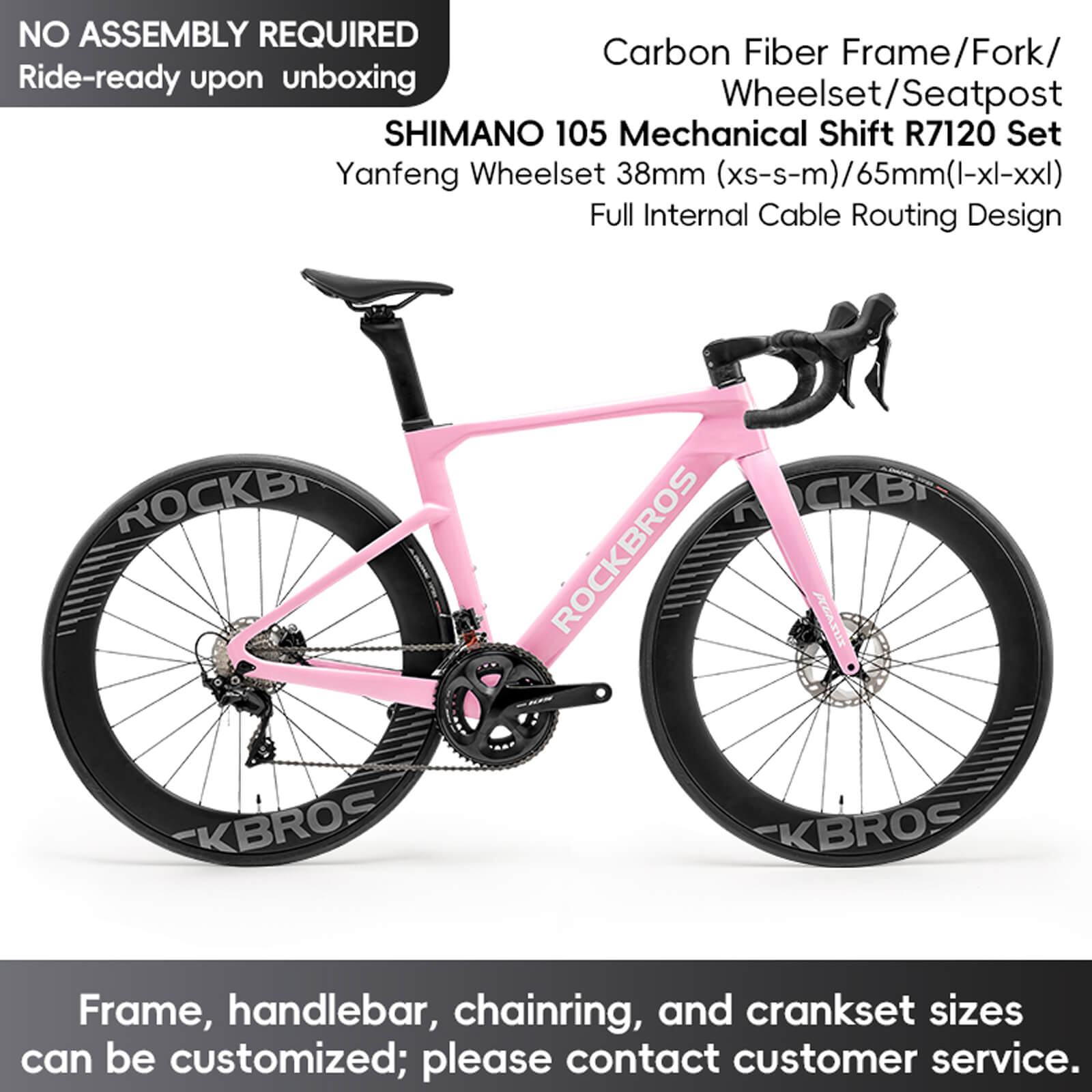 rockbros Ultra-light carbon frame of Pegasus Aero Bike for speed and endurance.
#Size_Shimano R7120 kit