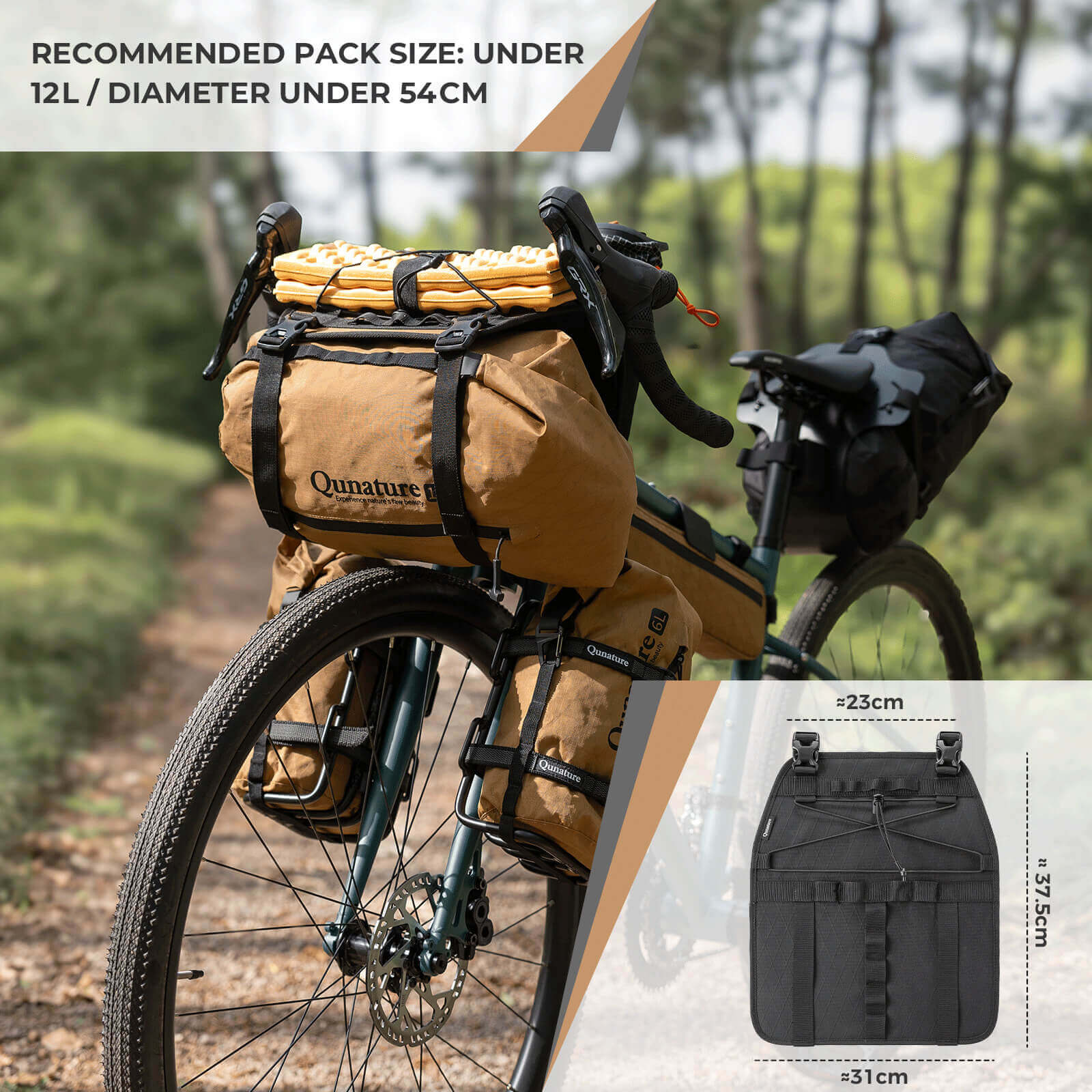 Qunature bikepacking handlebar bag extension rack
#color_black