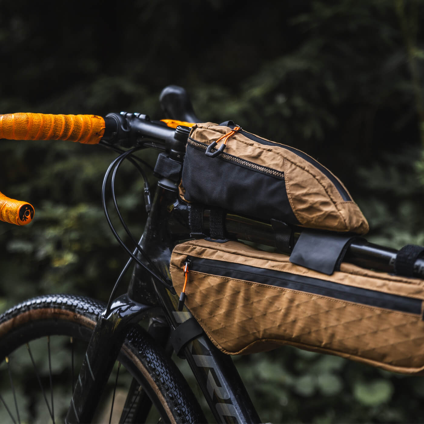 Qunature Bikepacking Frame Bag full view, slim and stable design.