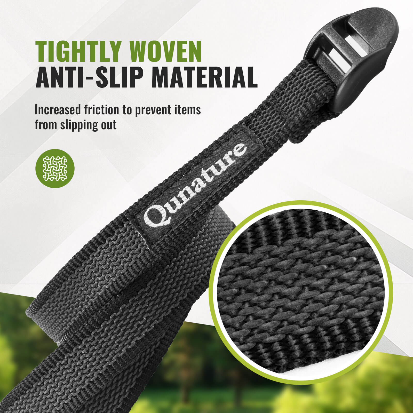 qunature durable outdoor tie down strap for camping and hiking