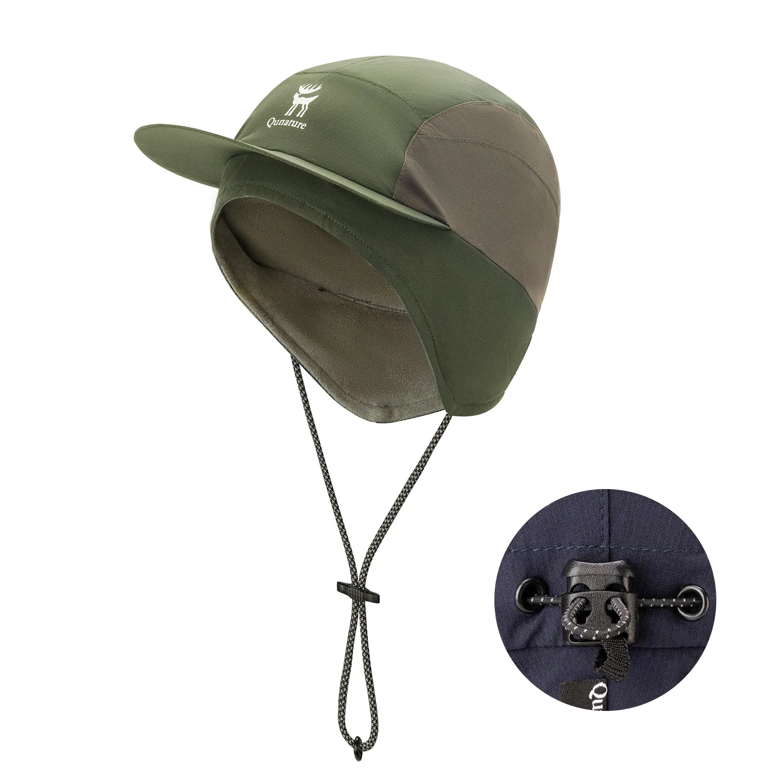 Qunature windproof fleece winter cycling hat with ear flaps for ultimate warmth.
#color_green