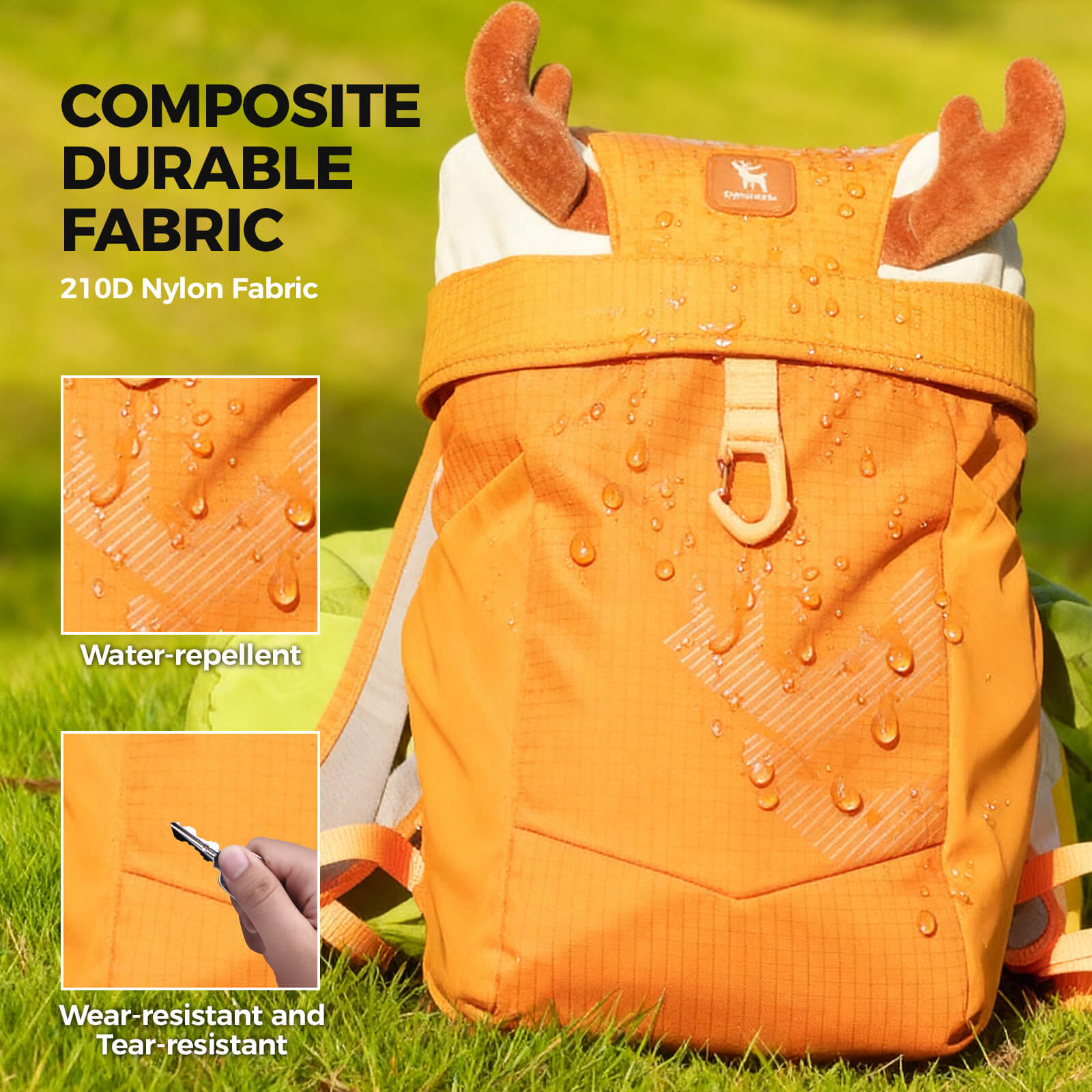 The Qunature 8L lightweight hiking backpack for children is made of water-repellent fabric and is designed specifically for children aged 4-8.
#color_green