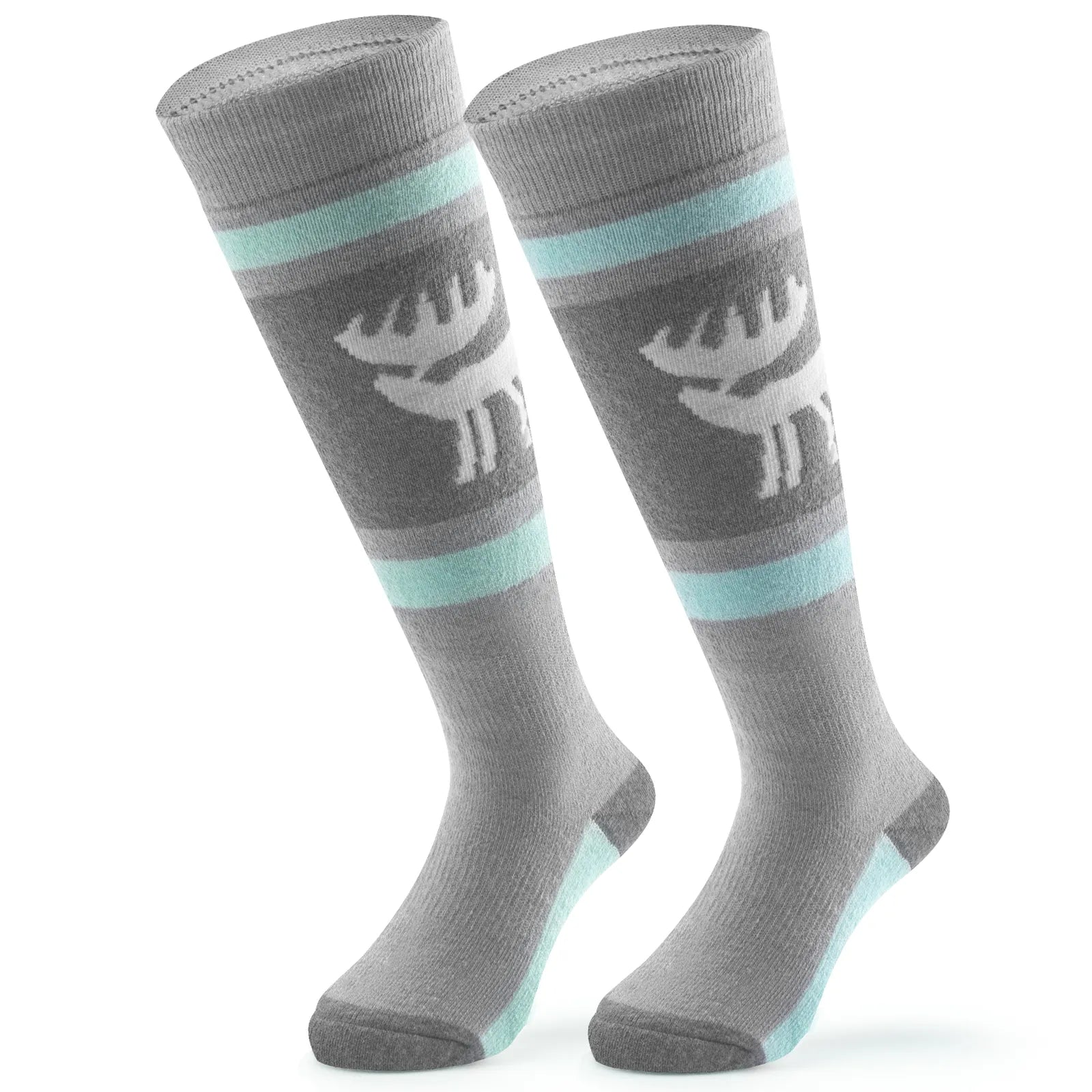 Infographic showing the breathable and thick thermal protection of qunature kids merino wool socks.
#color_grey