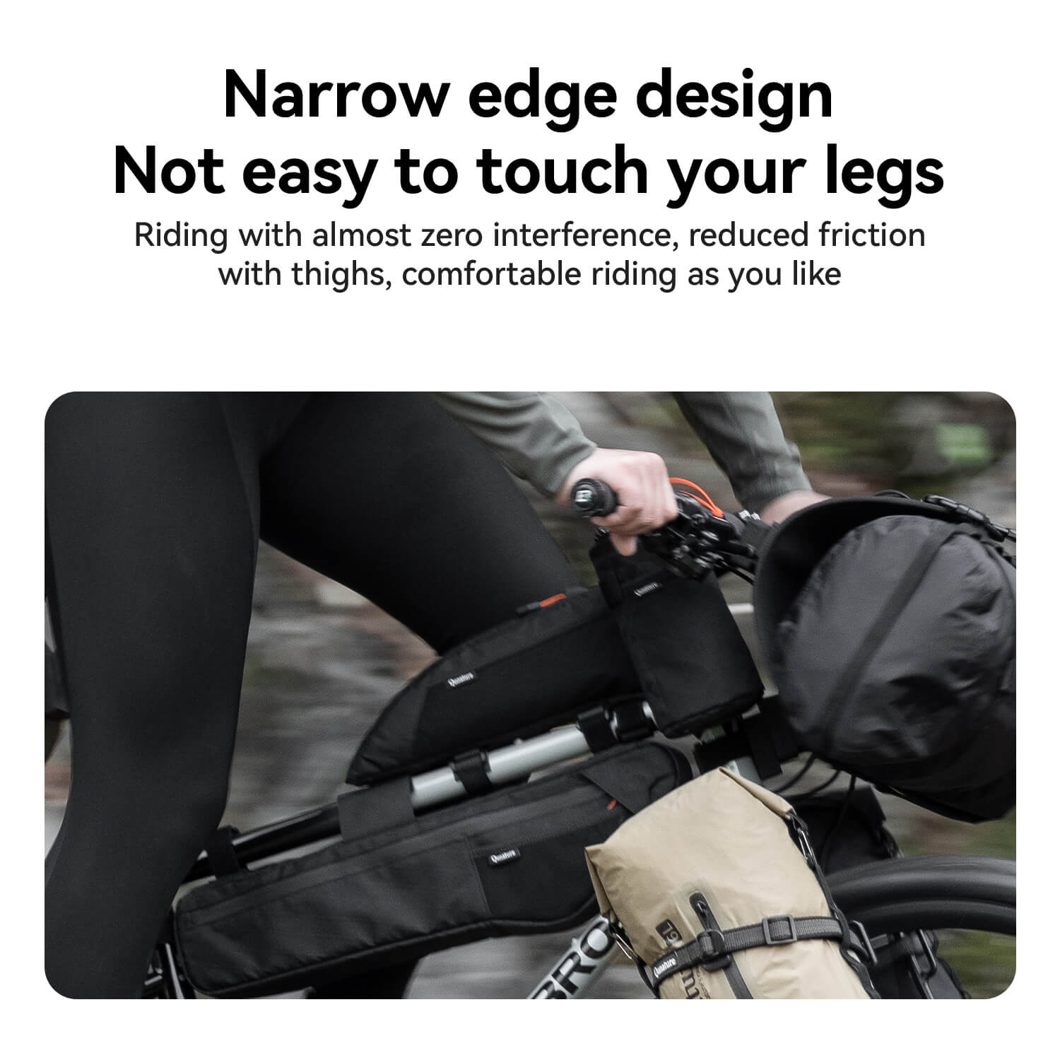 Qunature narrow edge mesh top tube bag bikepacking storage 1L
#color_black