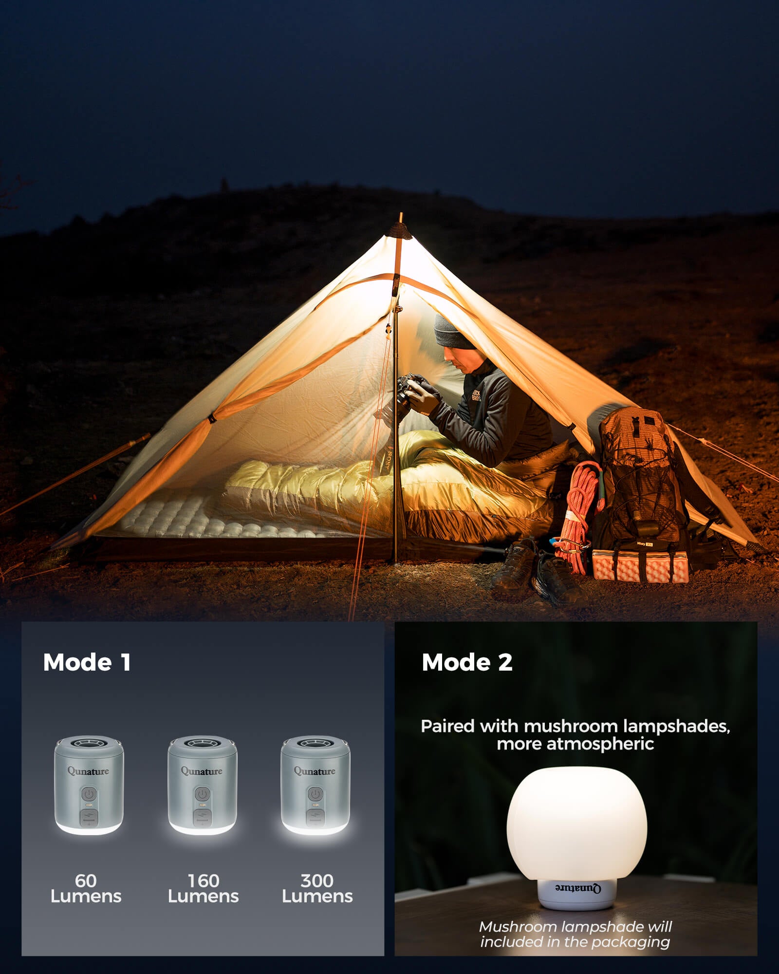 Qunature 3-in-1 Mini Outdoor Air Pump 1600mAh Inflator, Deflator & LED Light.
#color_grey