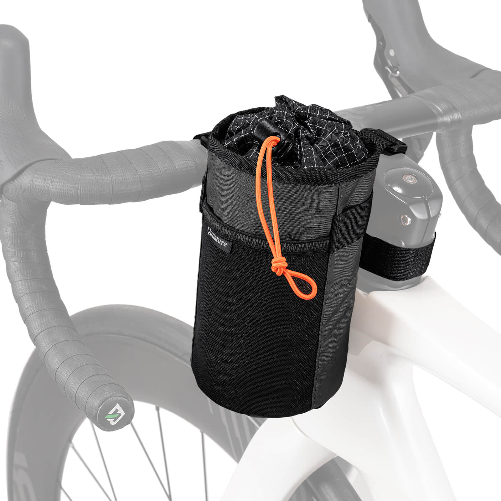 Qunature thermal insulated 1L handlebar bottle bag for bikepacking and long-distance cycling, keeps drinks hot or cold
#color_black
