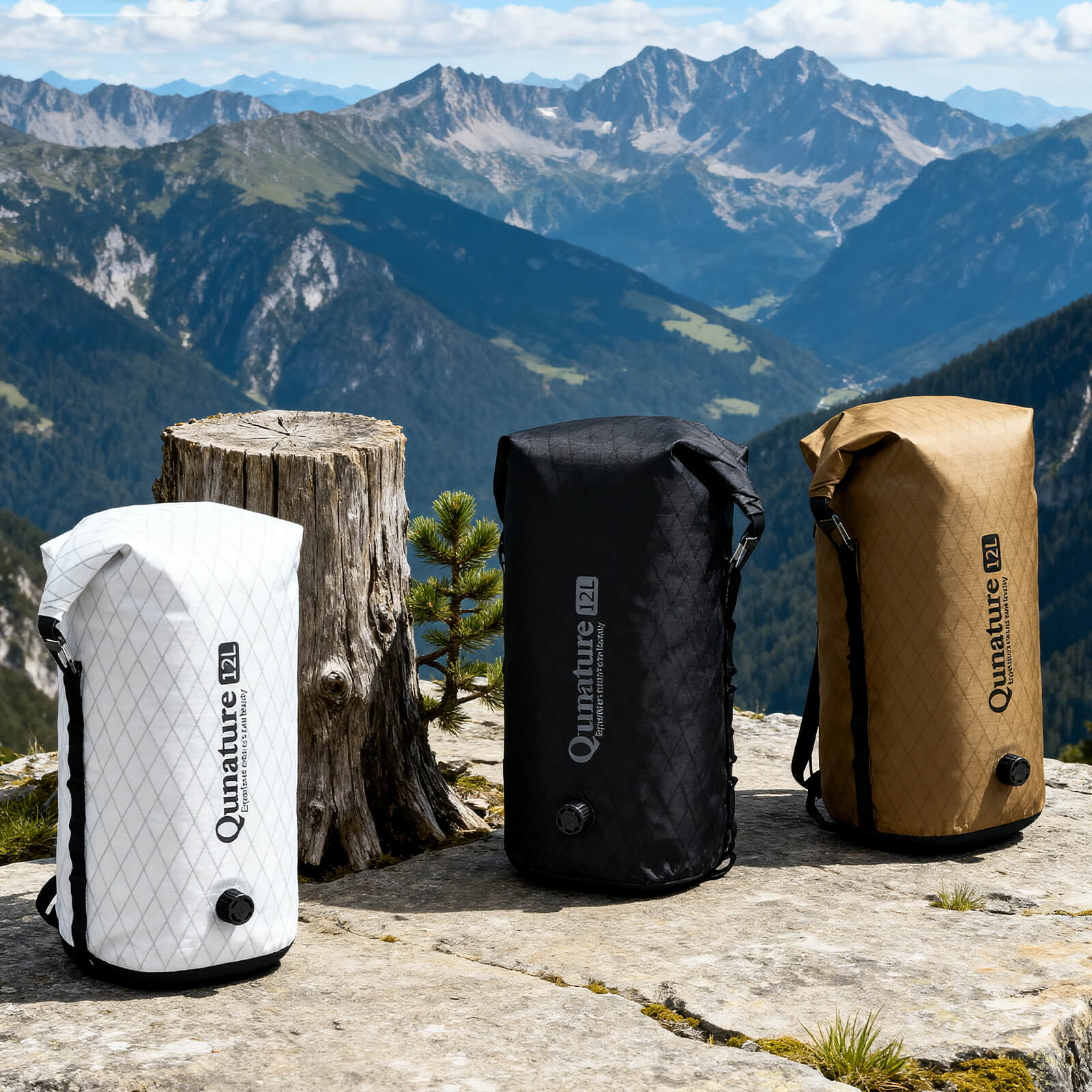 qunature ultralight waterproof compression dry bag for bikepacking adventure.
#color_black