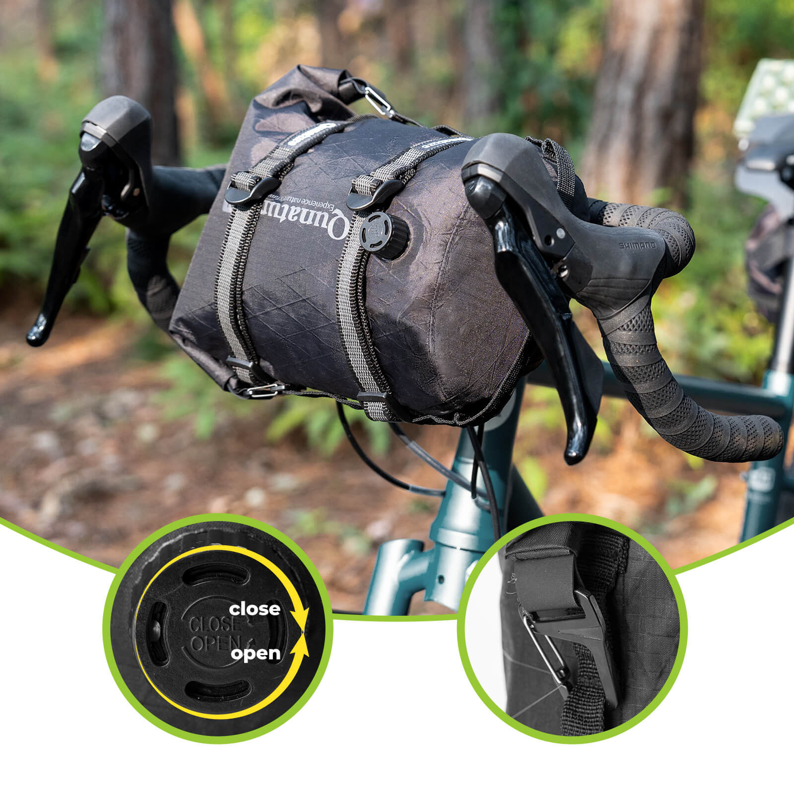 qunature ultralight waterproof compression dry bag for bikepacking adventure.
#color_white